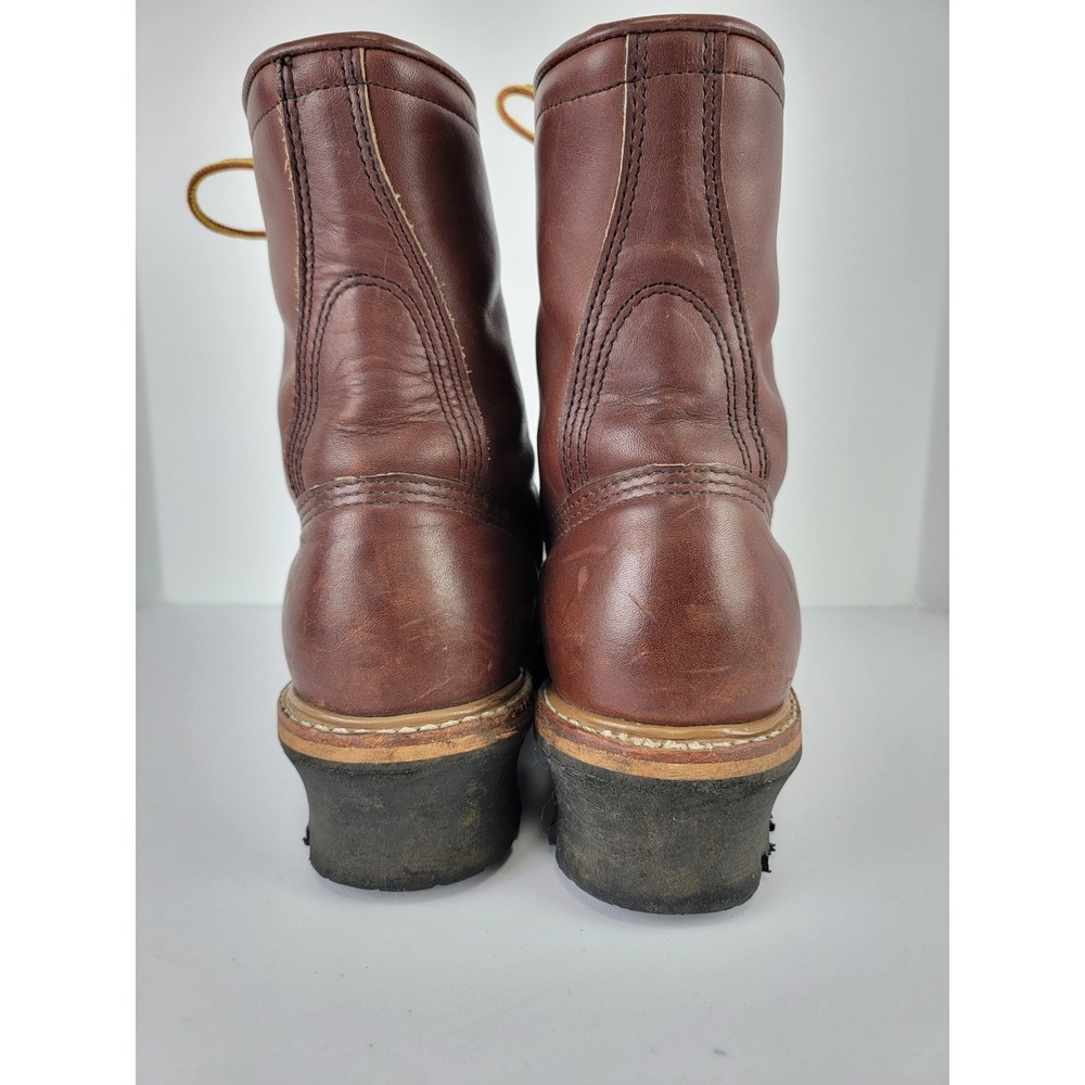 Vintage 90s Red Wing Logger Boots 8 EE Brown Steel Toe 2218 ANSI Z41 PT91 Vibram - Picture 5 of 16